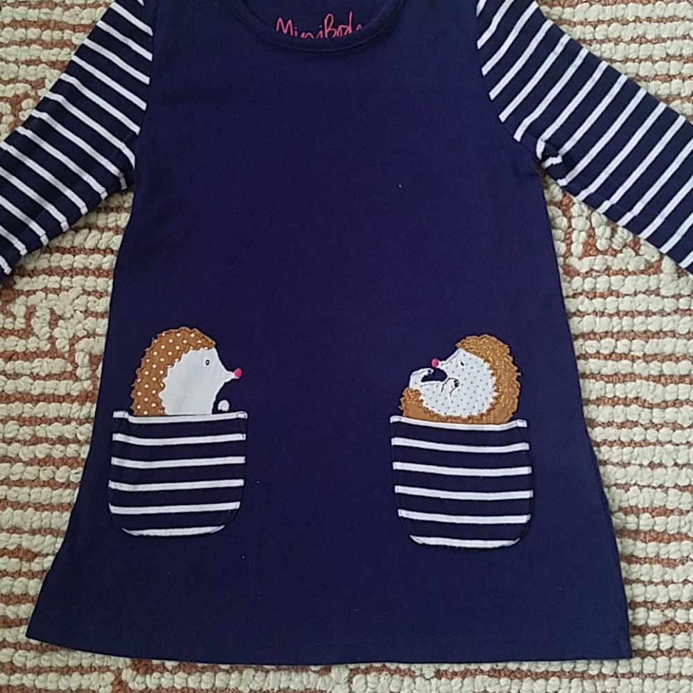 Mini Boden 5-6 cotton hedgehog tunic